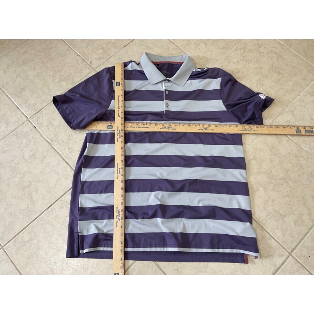 Adidas Golf Polo Shirt Mens XL Purple Gray Striped Stretch Short Sleeve - Picture 5 of 10
